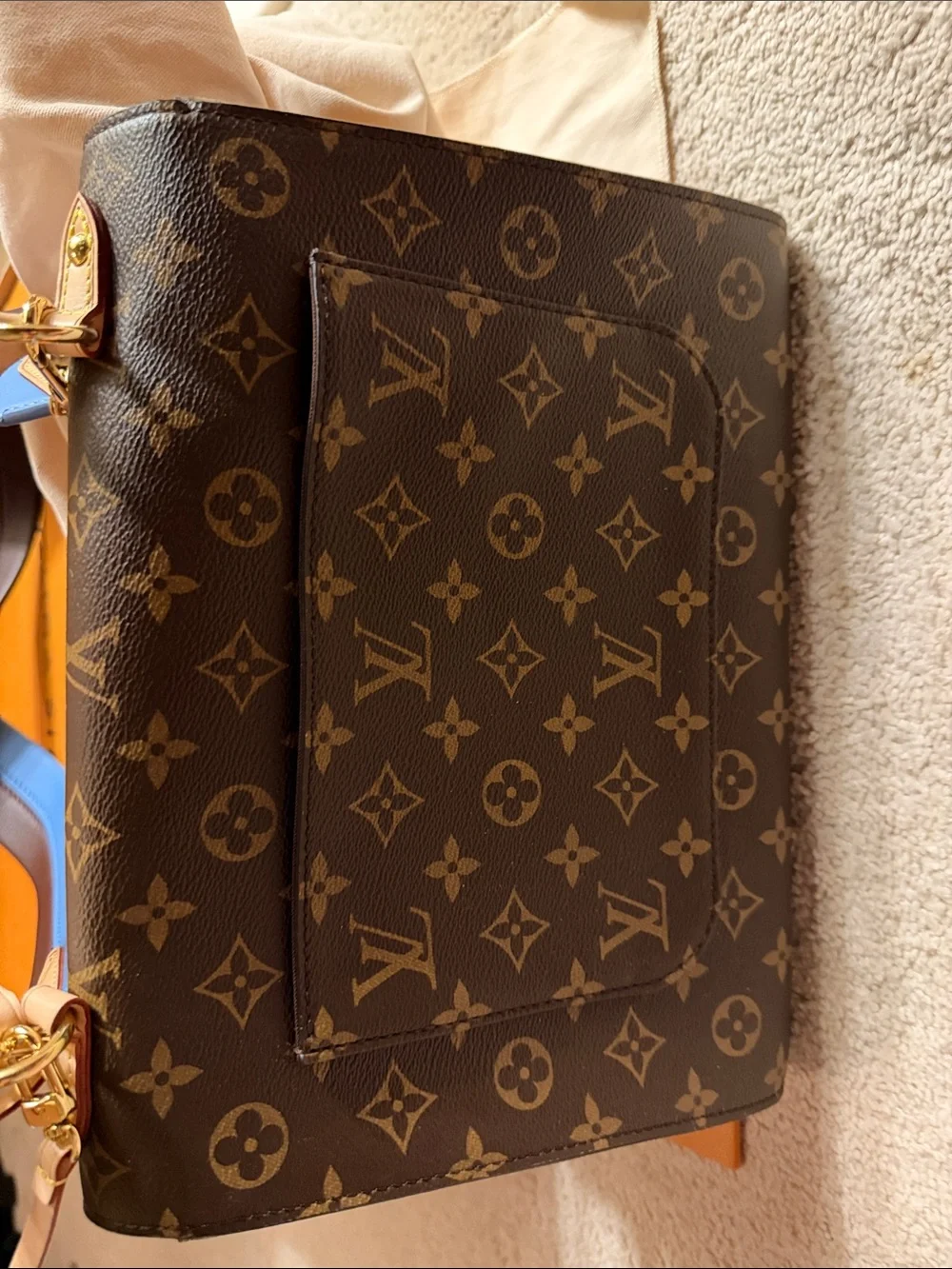 Louis Vuitton Monogram Top Handle Satchel in Brown and Gold